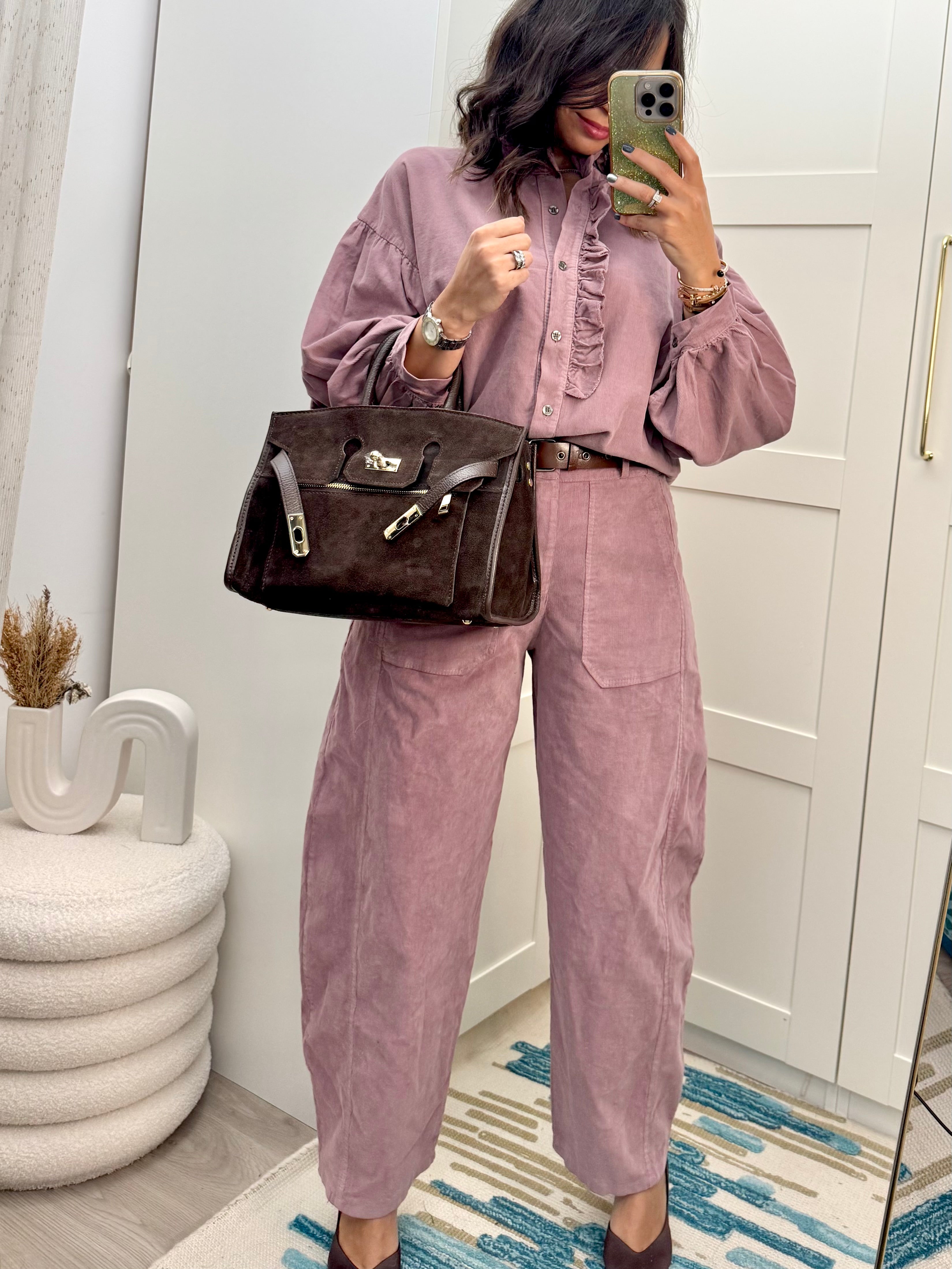 Ensemble velours rose poudré