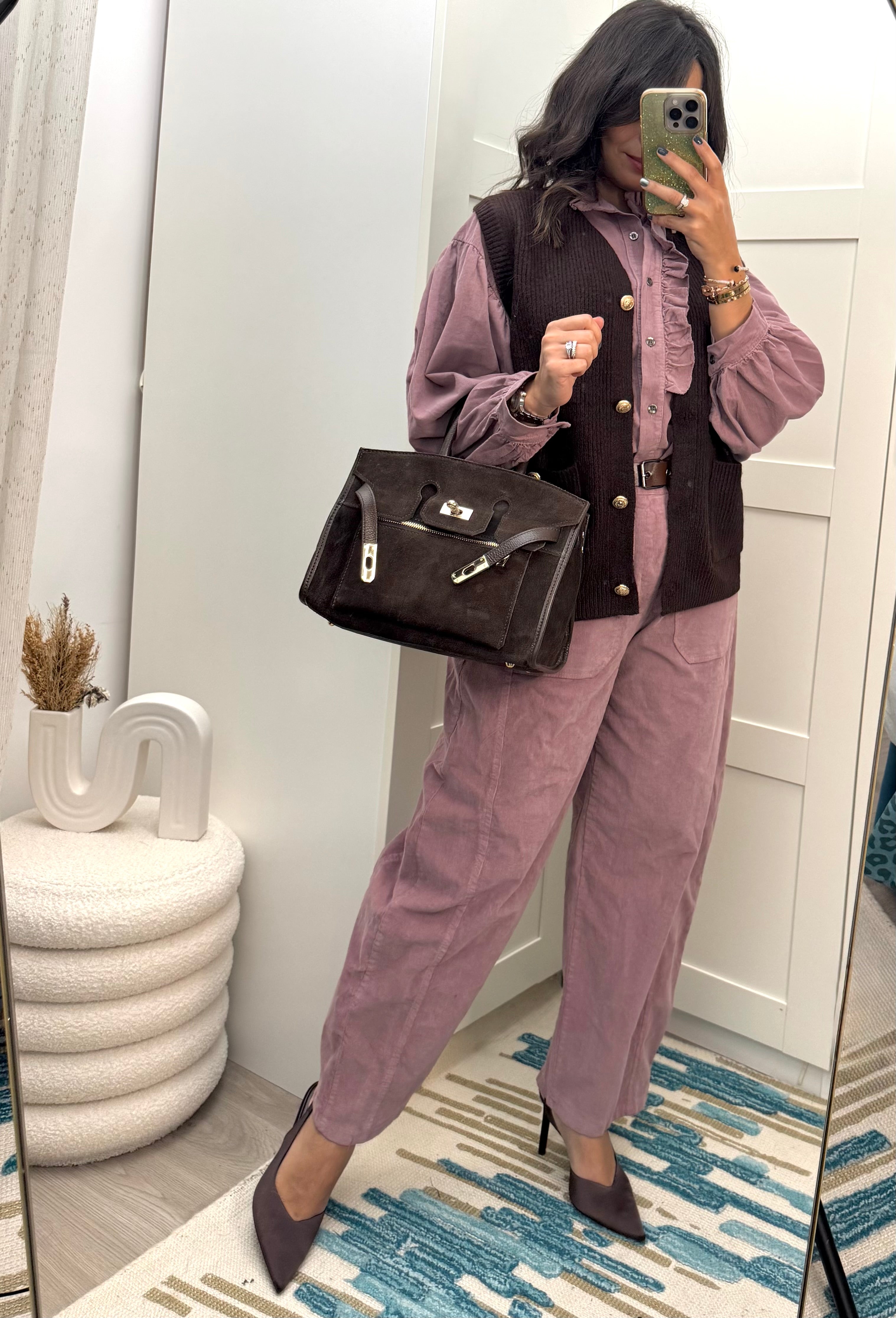 Ensemble velours rose poudré