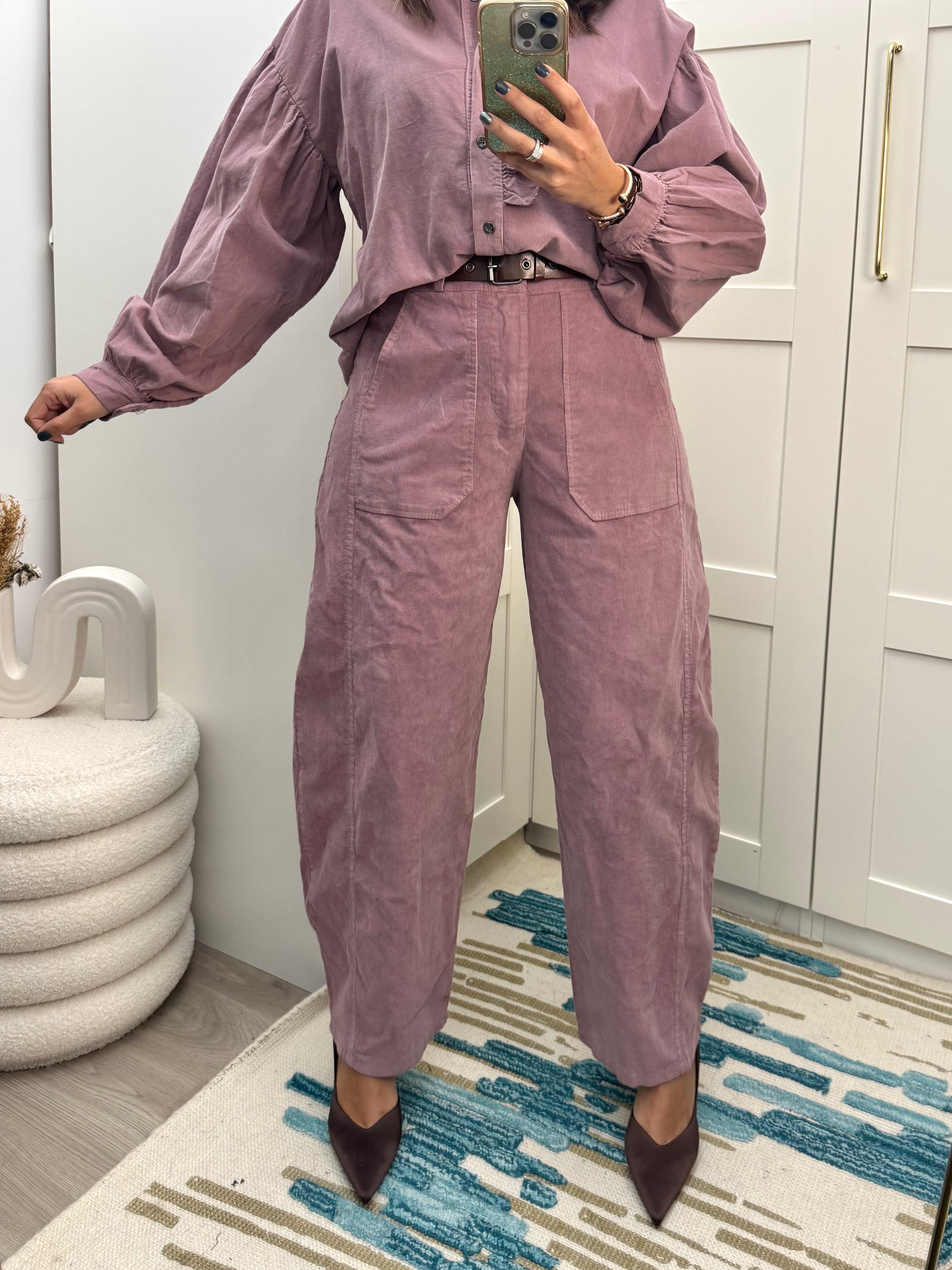 Ensemble velours rose poudré