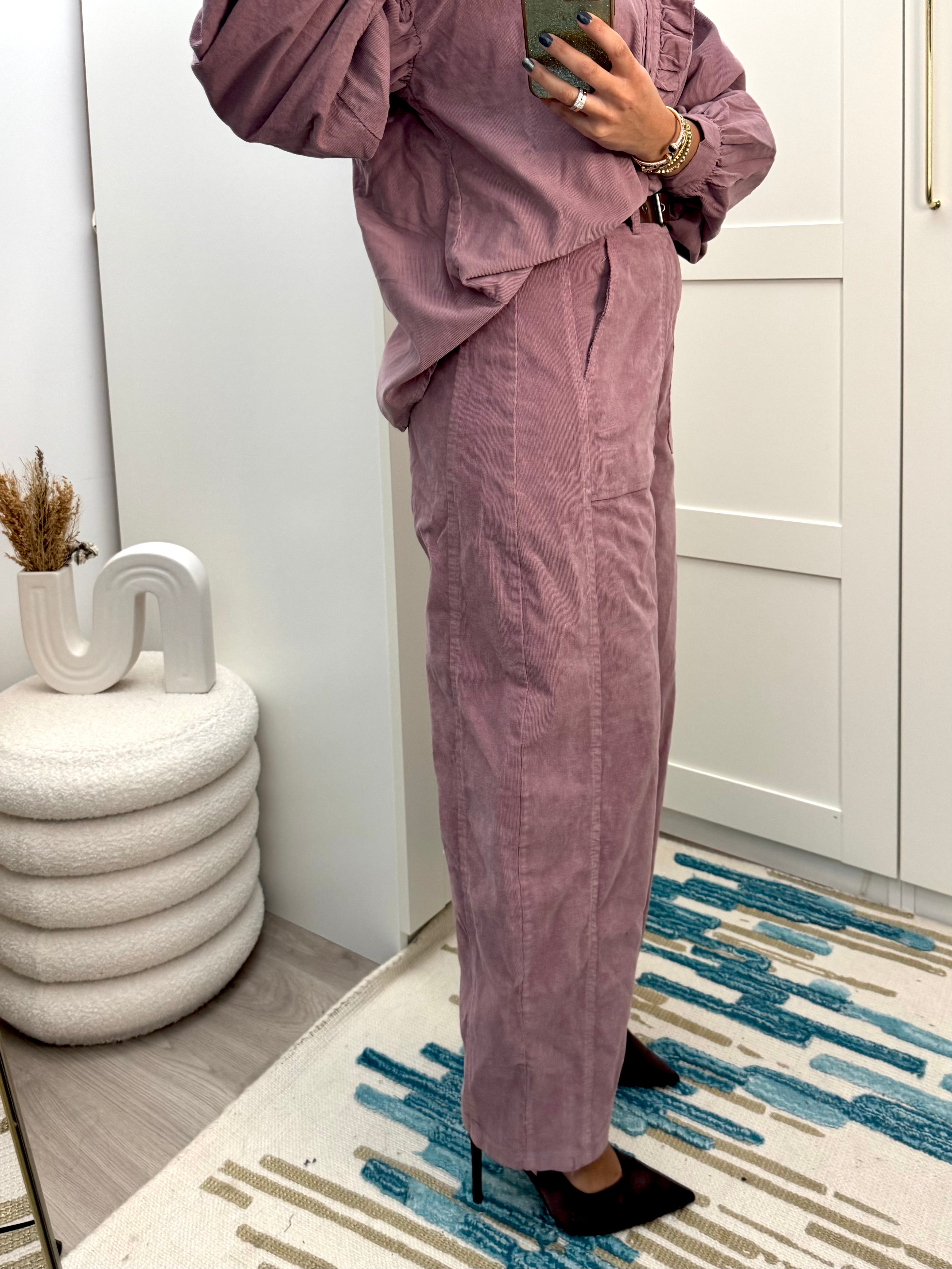 Ensemble velours rose poudré