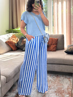 Ensemble Cielo - Top Maille & Pantalon Large Rayé
