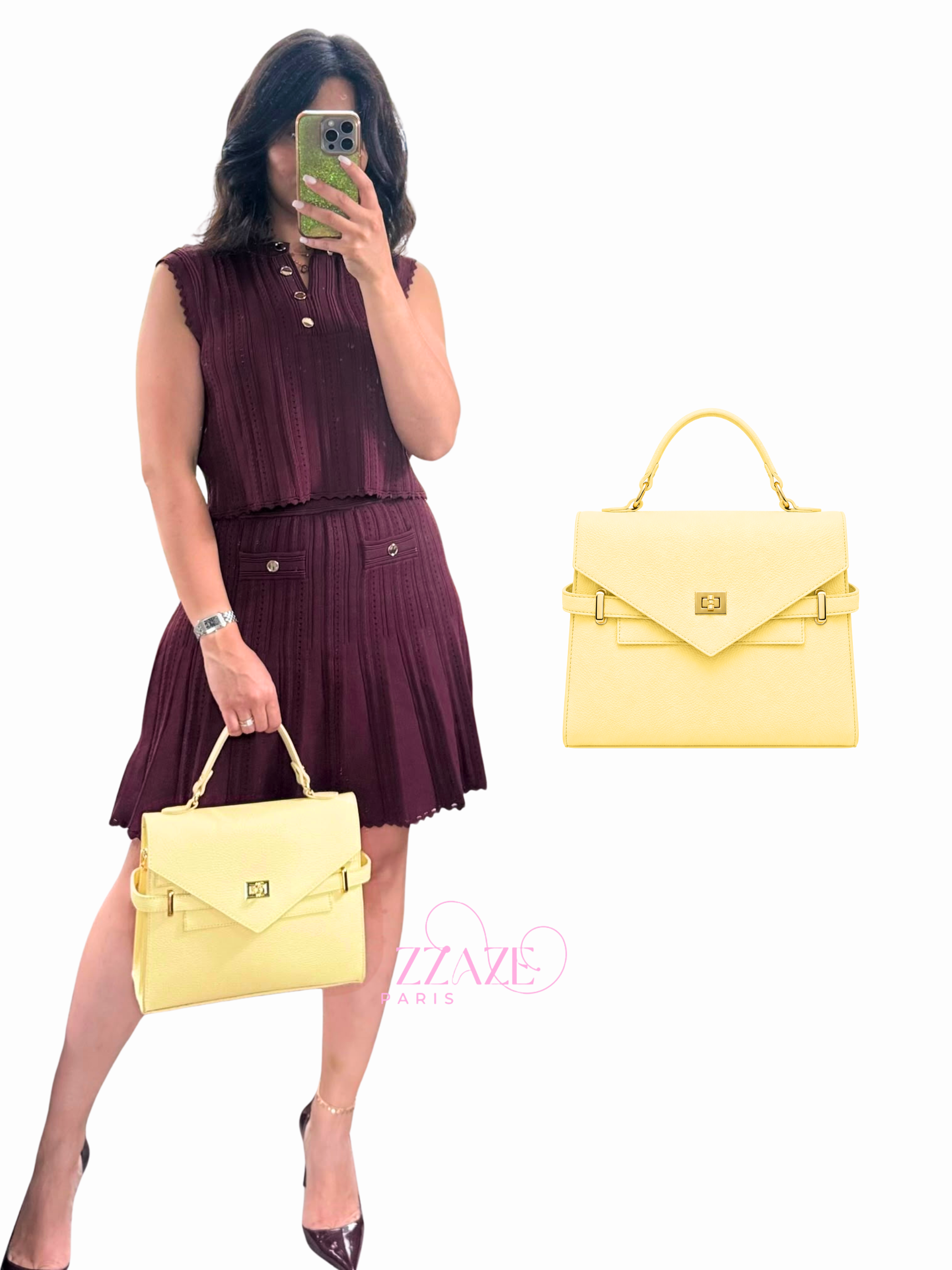 Sac à Main Trapèze 100% Cuir - Inspiré Hermès Kelly Bag