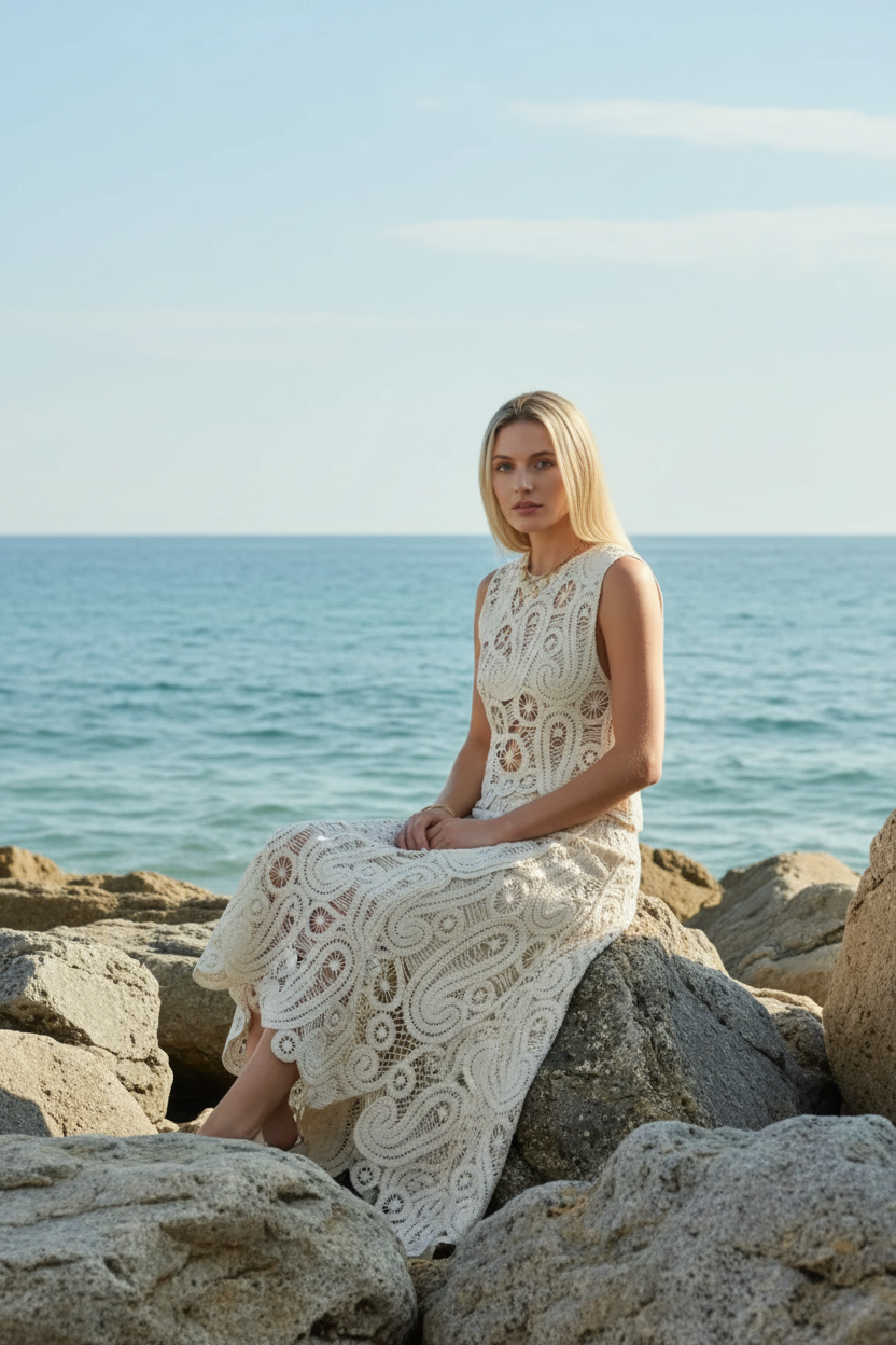 Ensemble Écru en Crochet Artisanal